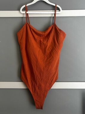 Rust Orange Spaghetti Strap Bodysuit